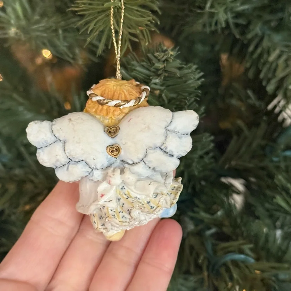 Charming Angel Ornament with Gold Accents